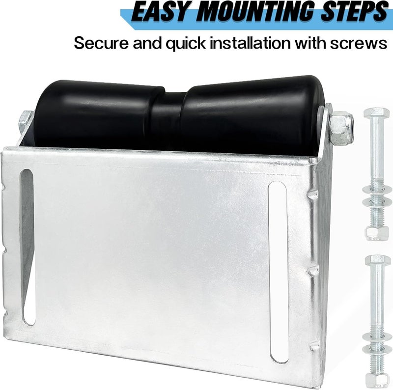 AOFCRELI Boat Trailer Roller with Brackets 8" 10" 12" Galvanized Steel and Black Rubber Keel Roller for Boat Trailer - Image 4